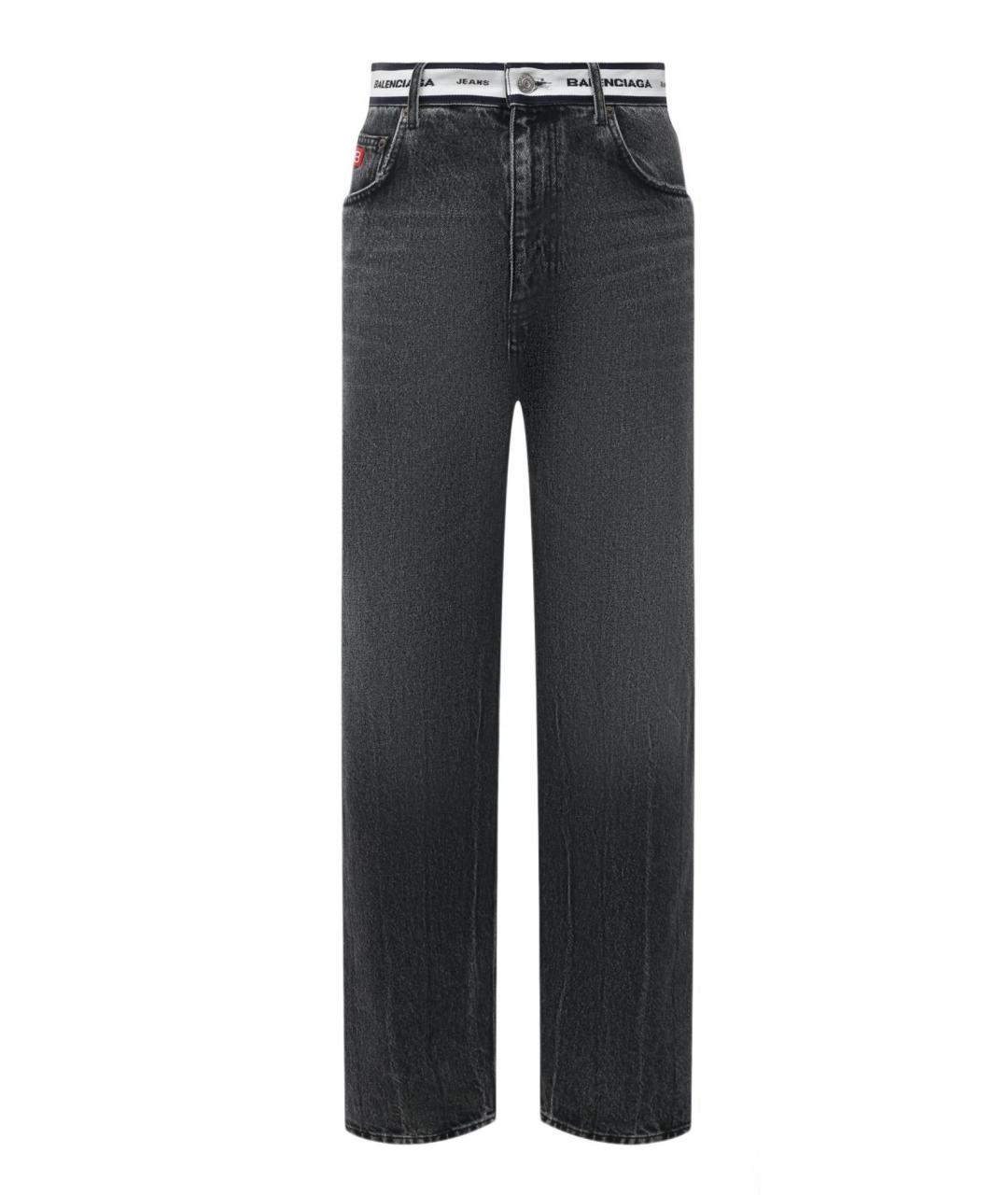 BALENCIAGA Серые хлопковые прямые джинсы, фото 1