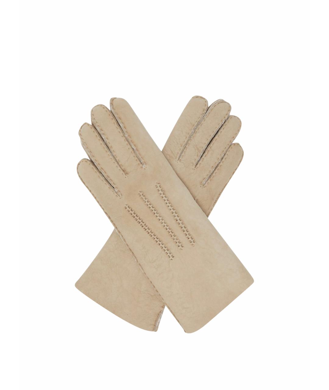 AGNELLE Бежевые кожаные перчатки, фото 1