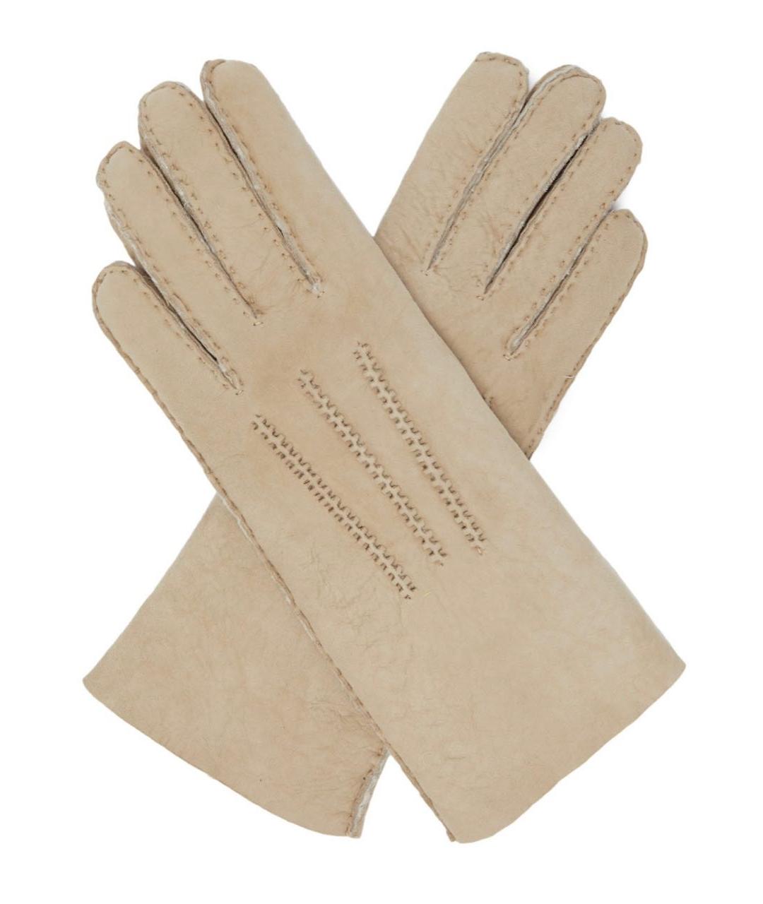 AGNELLE Бежевые кожаные перчатки, фото 8