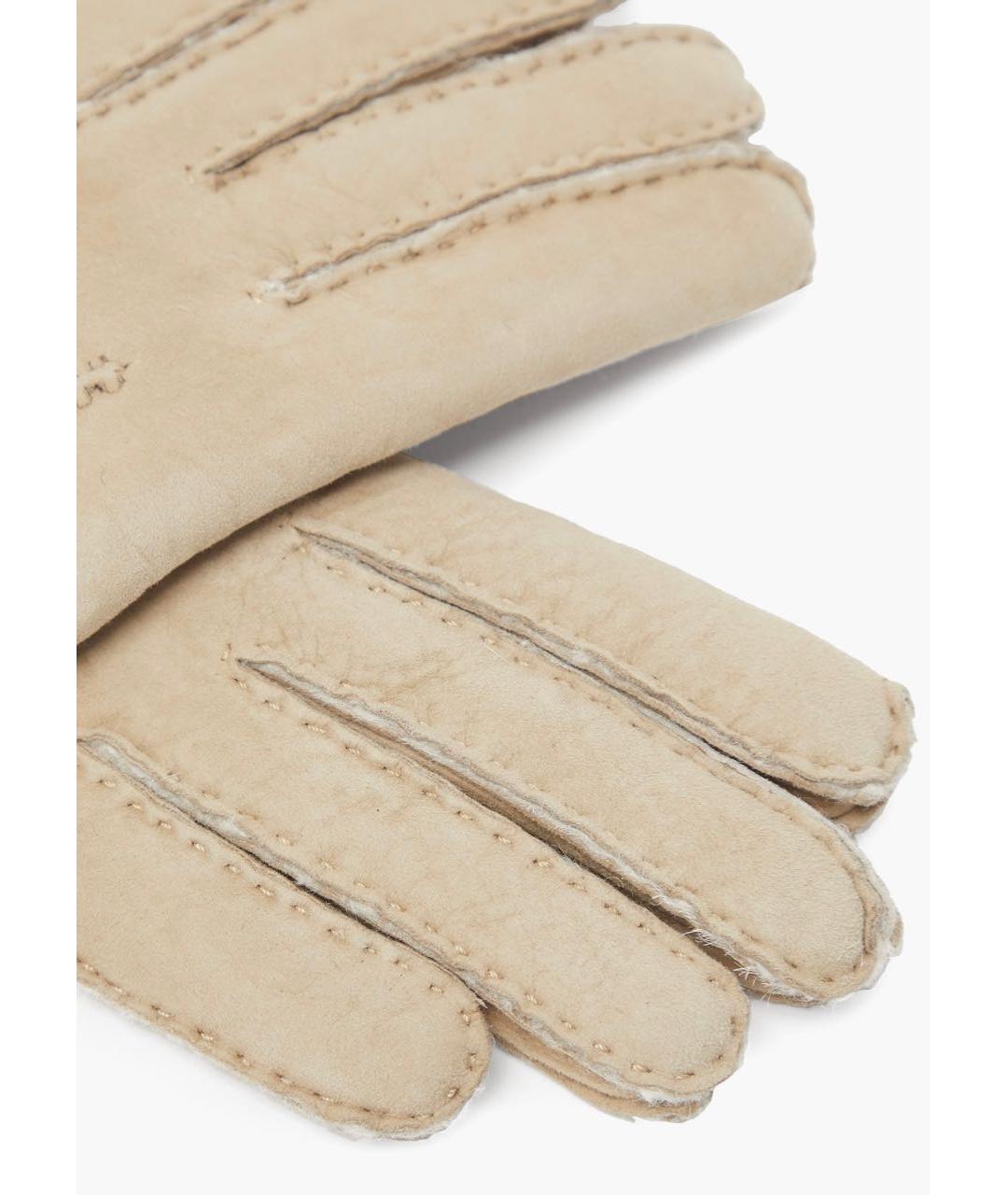 AGNELLE Бежевые кожаные перчатки, фото 4