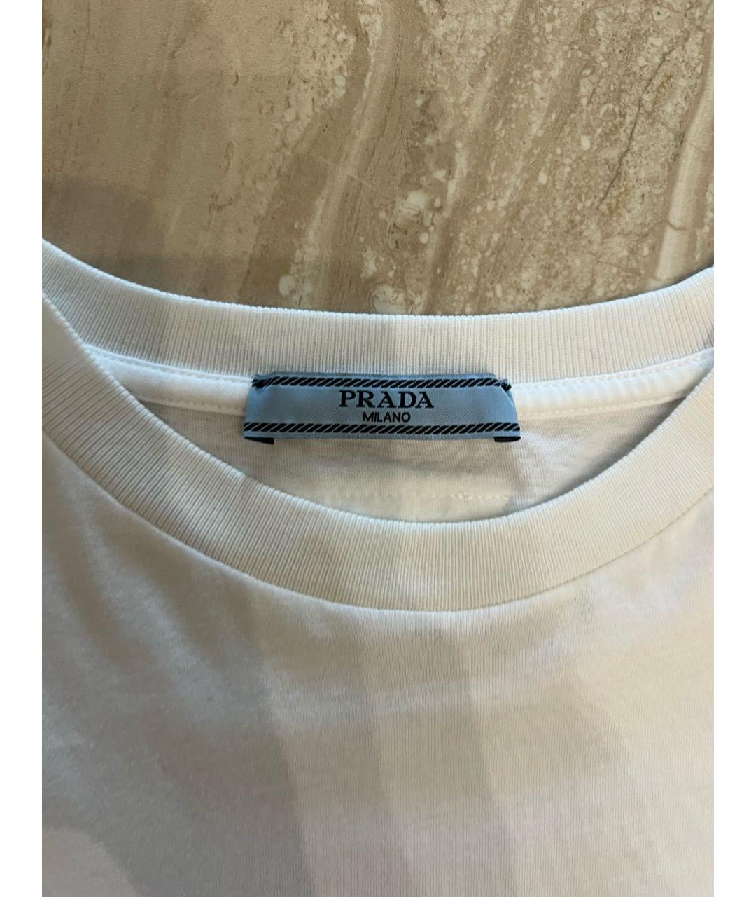 PRADA Белая хлопковая футболка, фото 4