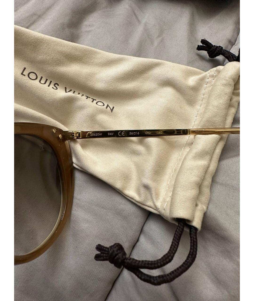 LOUIS VUITTON Коричневые металлические солнцезащитные очки, фото 2