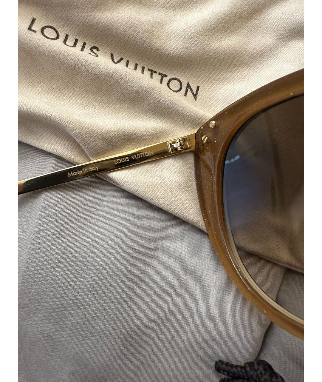 LOUIS VUITTON Коричневые металлические солнцезащитные очки, фото 6