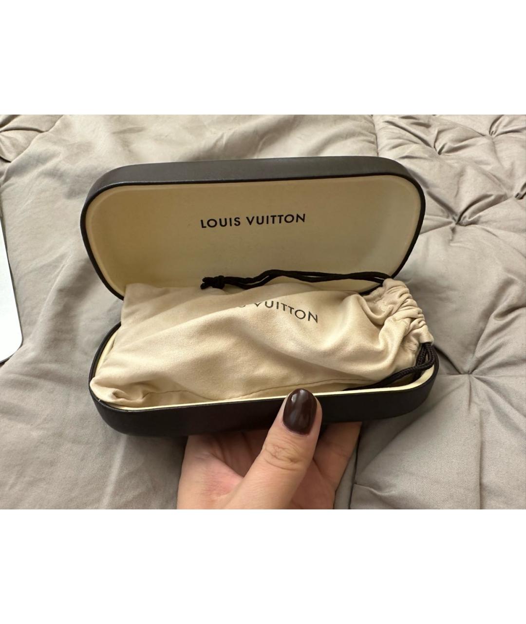 LOUIS VUITTON Коричневые металлические солнцезащитные очки, фото 8