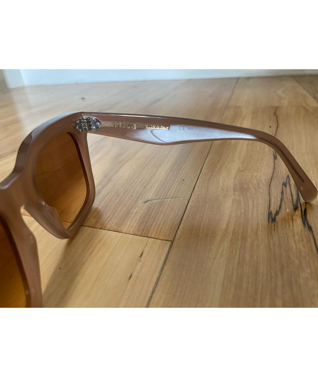 CELINE Бежевые пластиковые солнцезащитные очки, фото 4