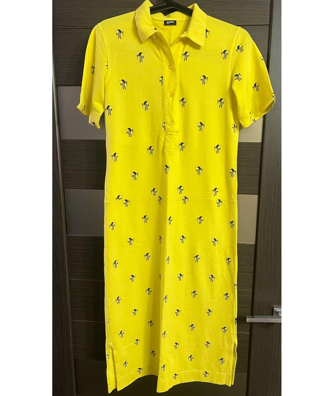JIL SANDER NAVY Желтое хлопковое повседневное платье, фото 8