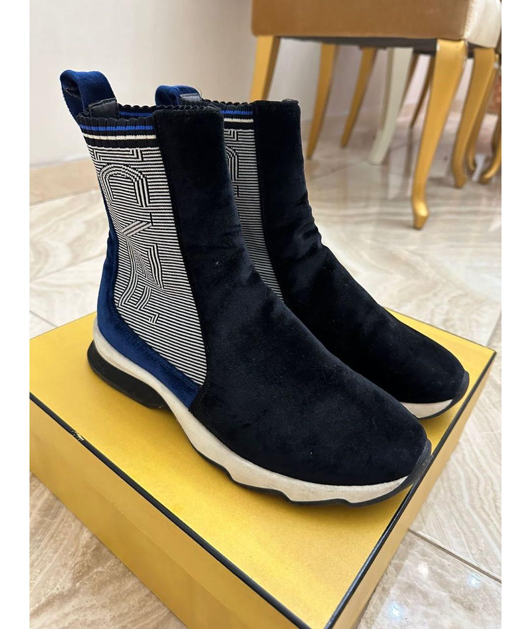 FENDI Синие текстильные ботинки, фото 4