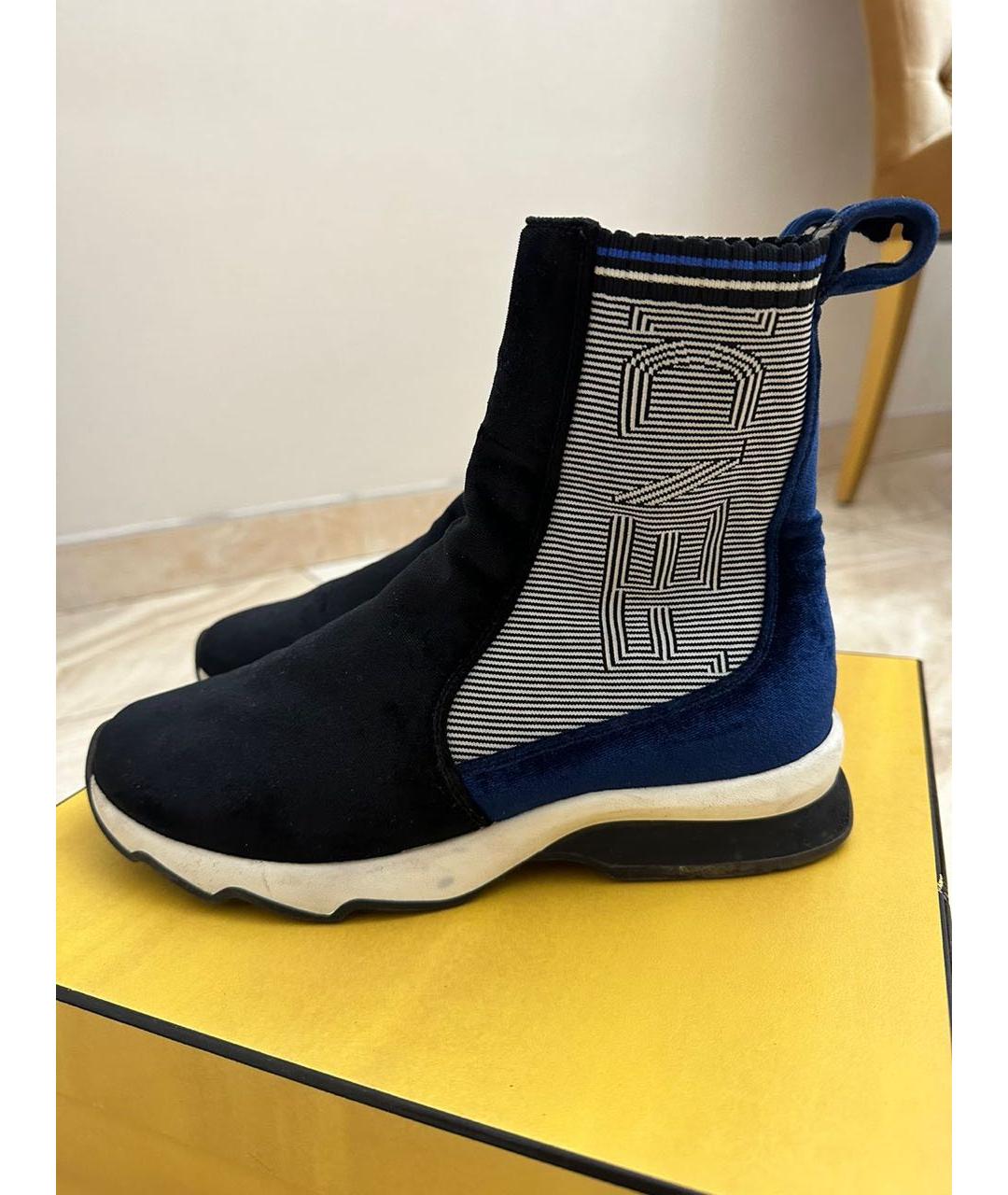 FENDI Синие текстильные ботинки, фото 6