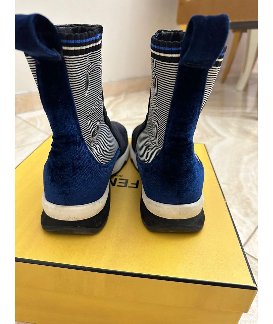 FENDI Синие текстильные ботинки, фото 3