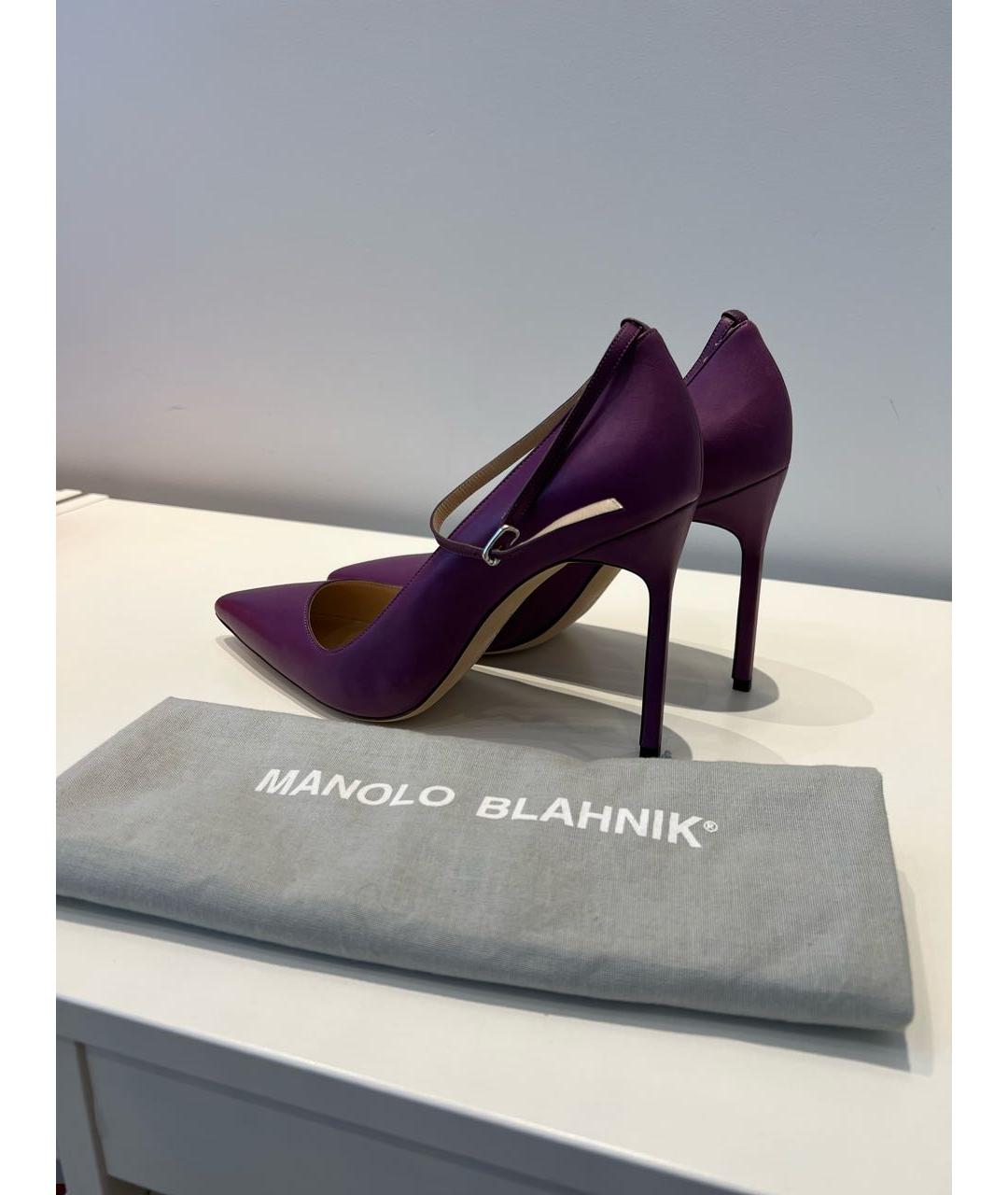 MANOLO BLAHNIK Фиолетовые кожаные туфли, фото 8