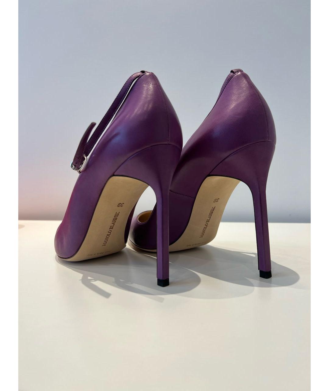 MANOLO BLAHNIK Фиолетовые кожаные туфли, фото 6