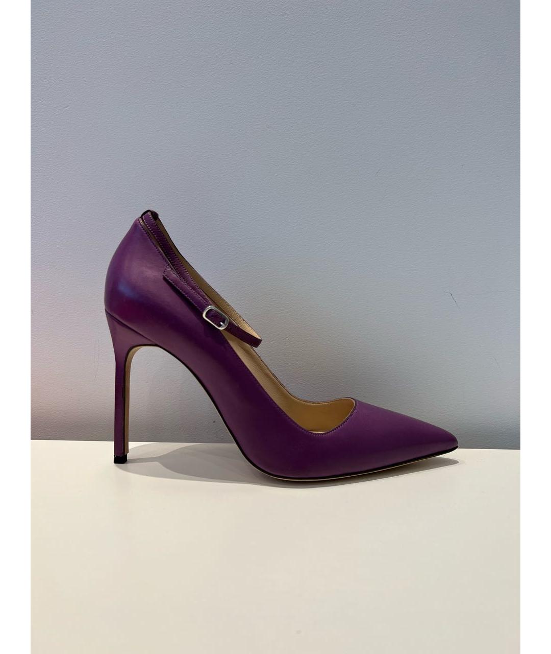 MANOLO BLAHNIK Фиолетовые кожаные туфли, фото 9