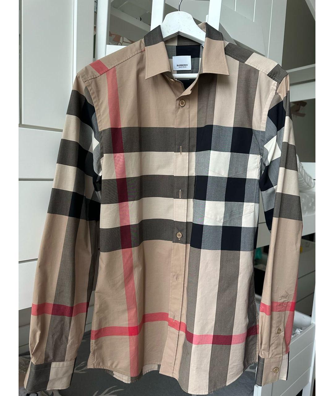 BURBERRY Коричневая хлопко-полиэстеровая кэжуал рубашка, фото 7