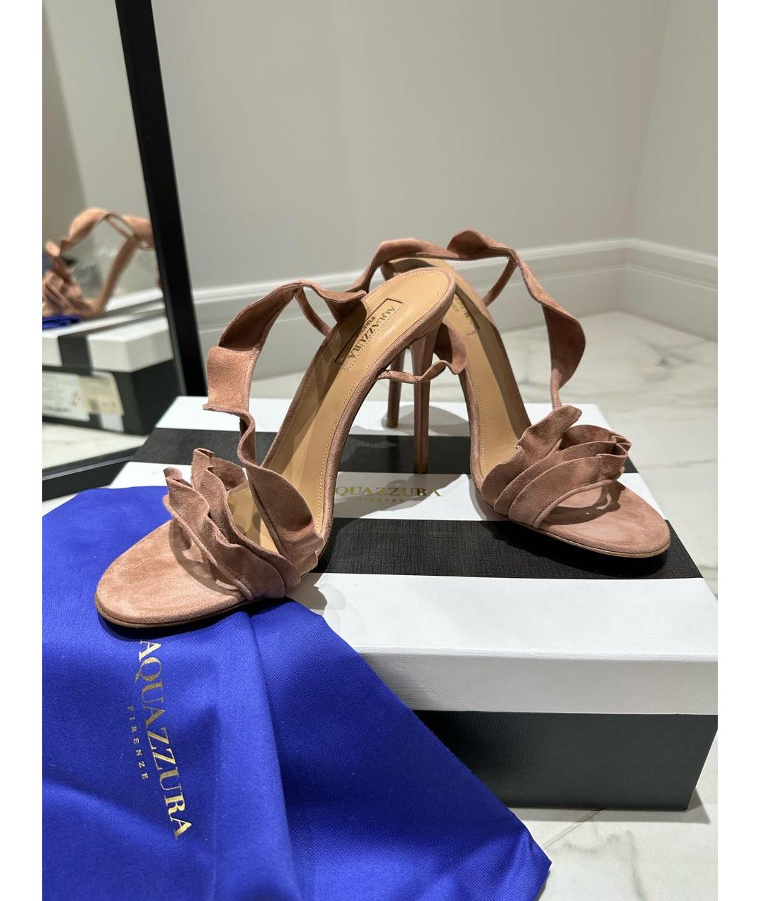 AQUAZZURA Розовые замшевые босоножки, фото 2