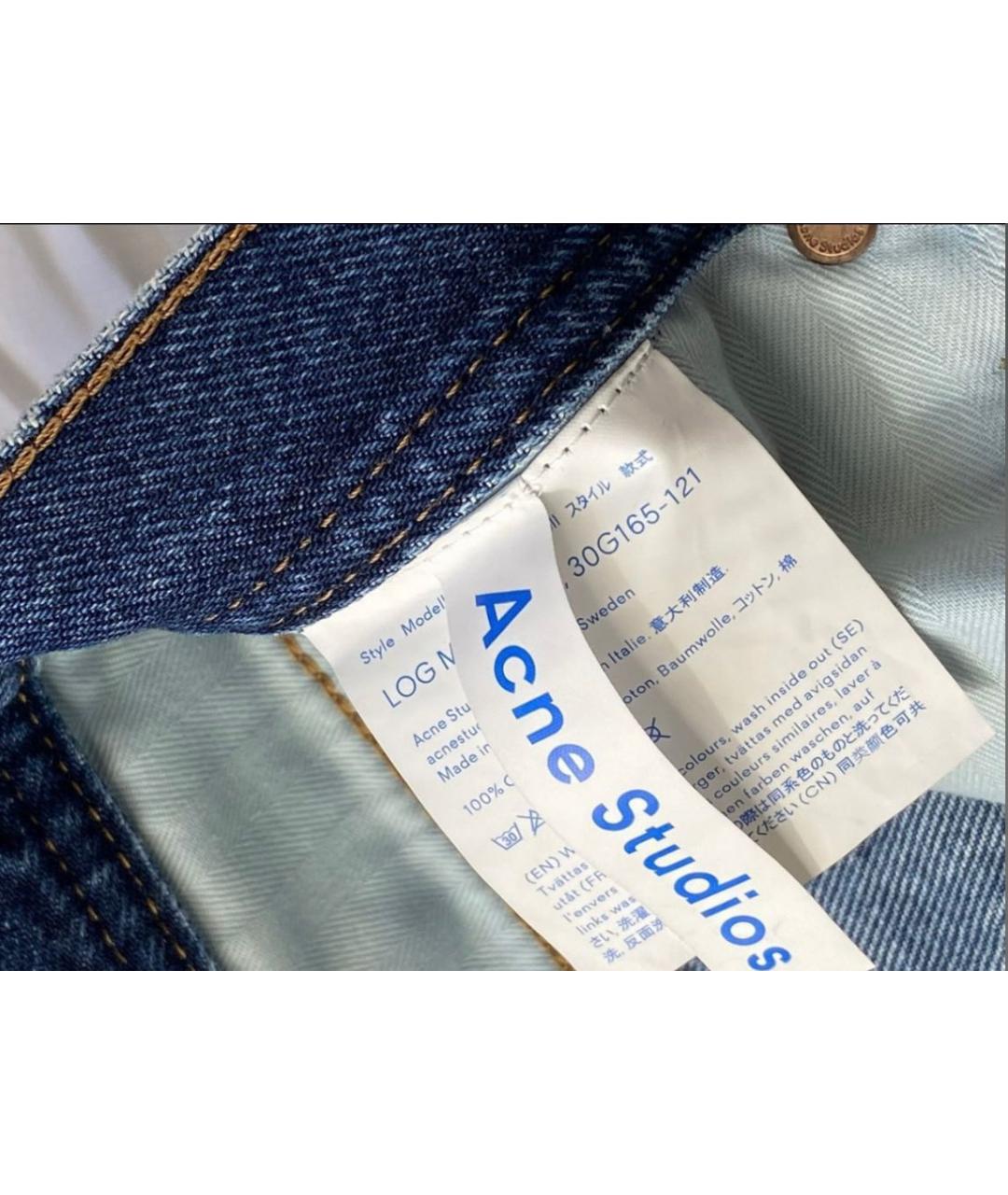 ACNE STUDIOS Темно-синие хлопковые прямые джинсы, фото 5