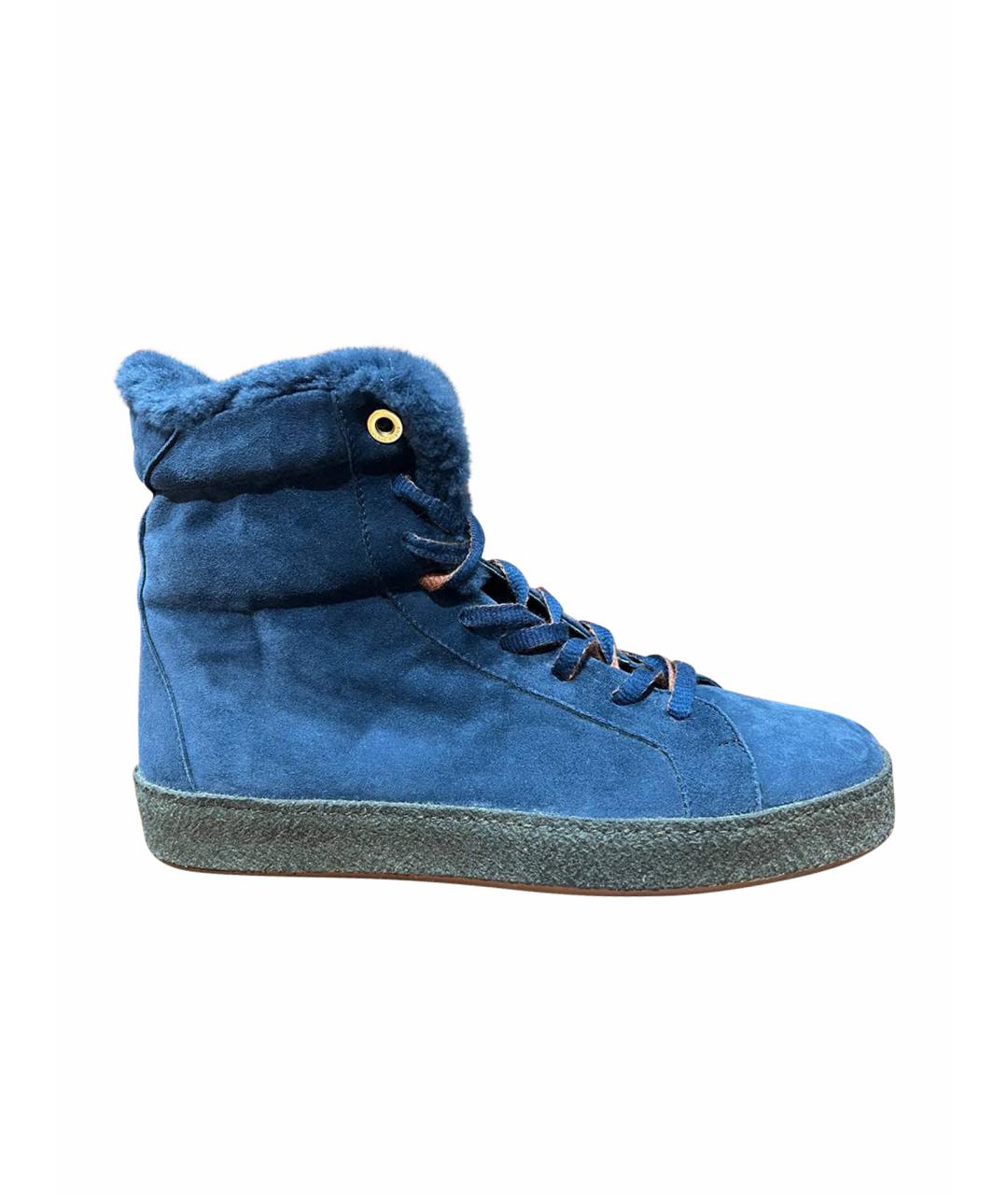 LORO PIANA Синие замшевые ботинки, фото 1