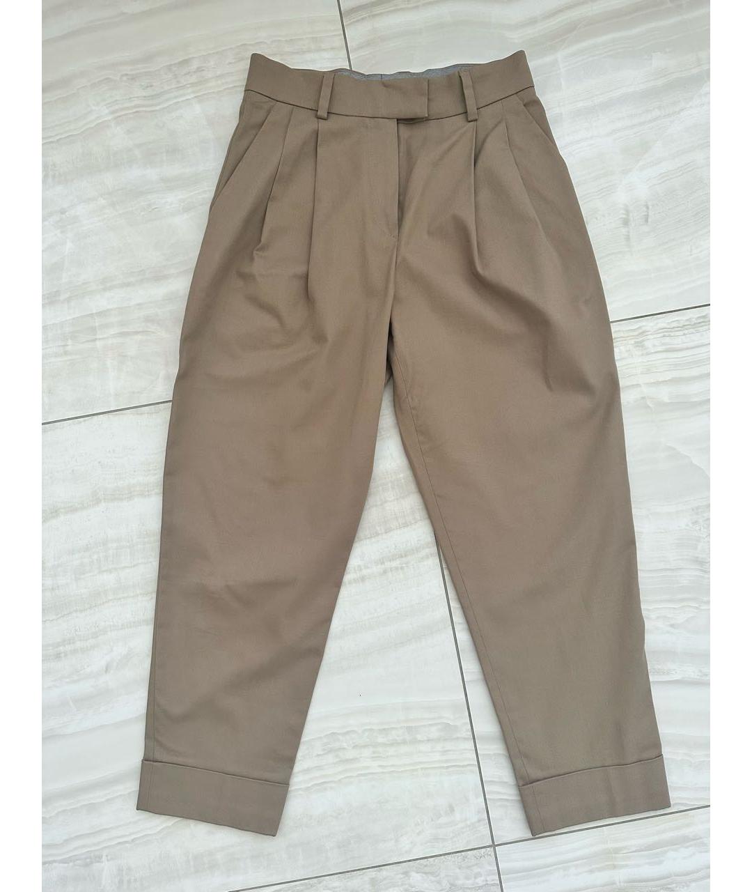 BRUNELLO CUCINELLI Коричневые хлопковые прямые брюки, фото 5