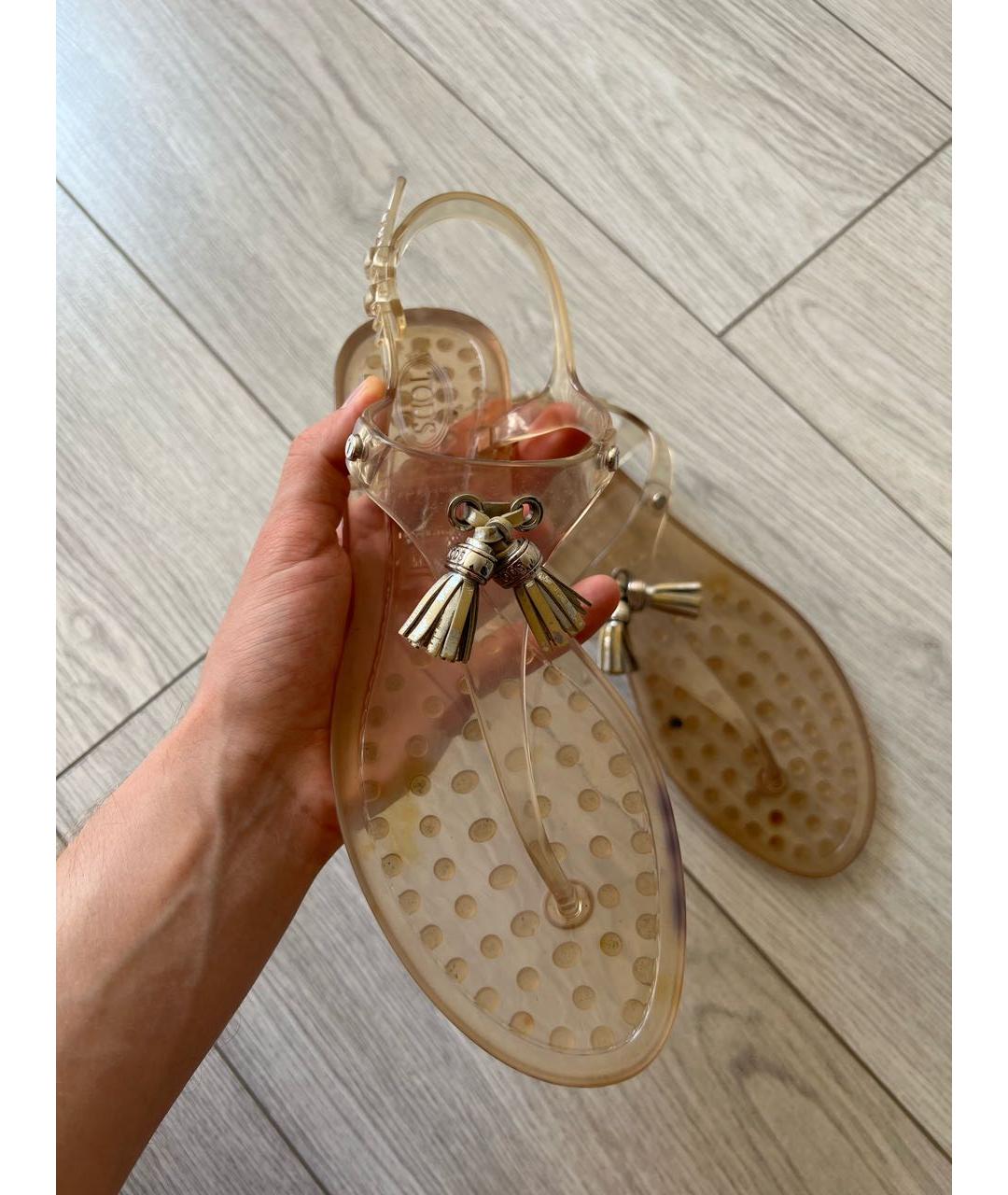 TOD'S Бежевые резиновые босоножки, фото 3