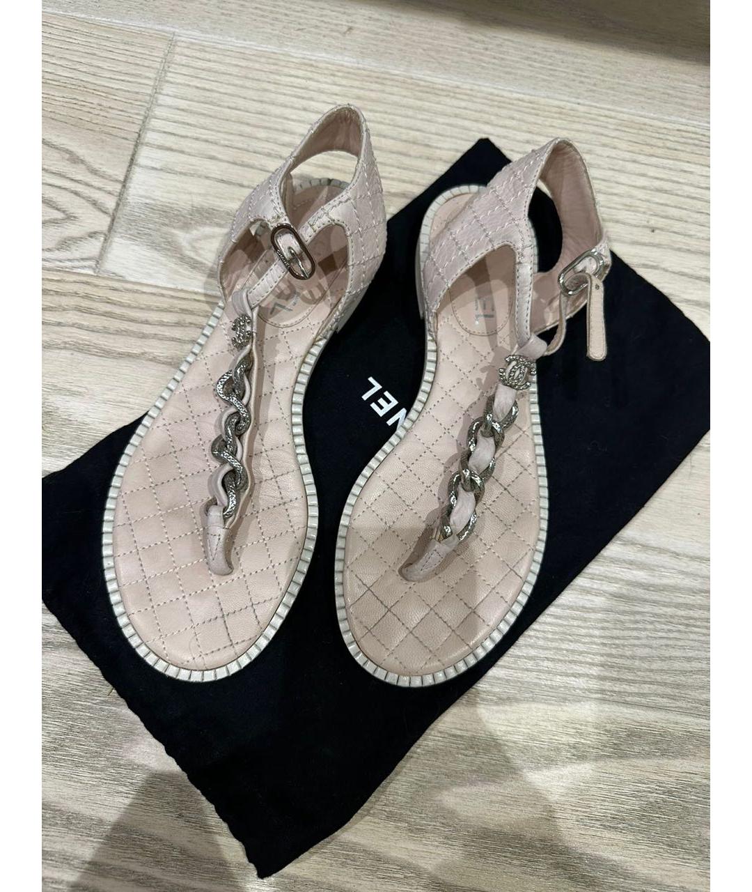 CHANEL Розовые кожаные сандалии, фото 4