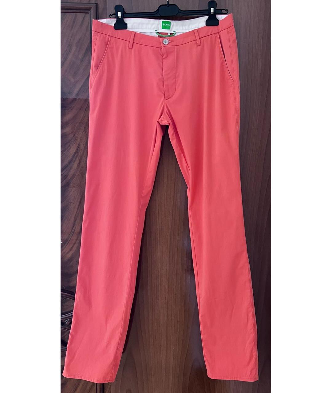 HUGO BOSS Коралловые хлопковые прямые брюки, фото 4