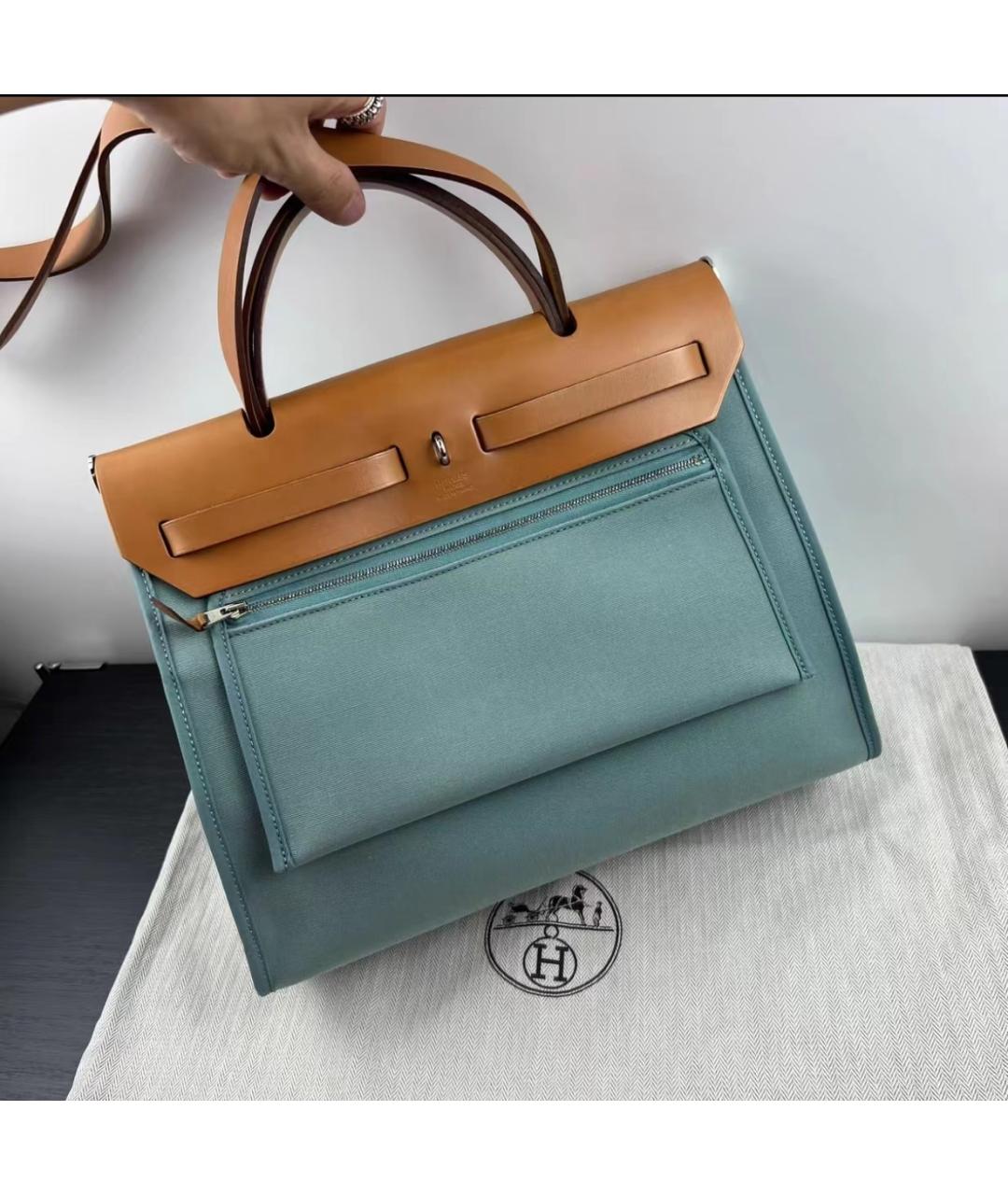 HERMES Коричневая льняная сумка через плечо, фото 3