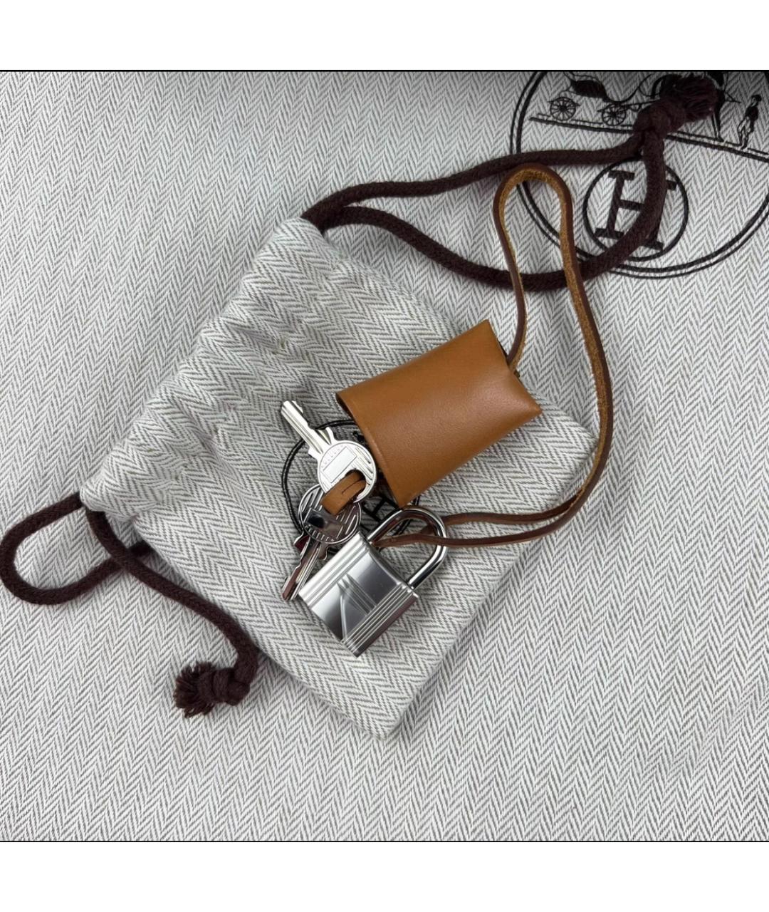 HERMES Коричневая льняная сумка через плечо, фото 9