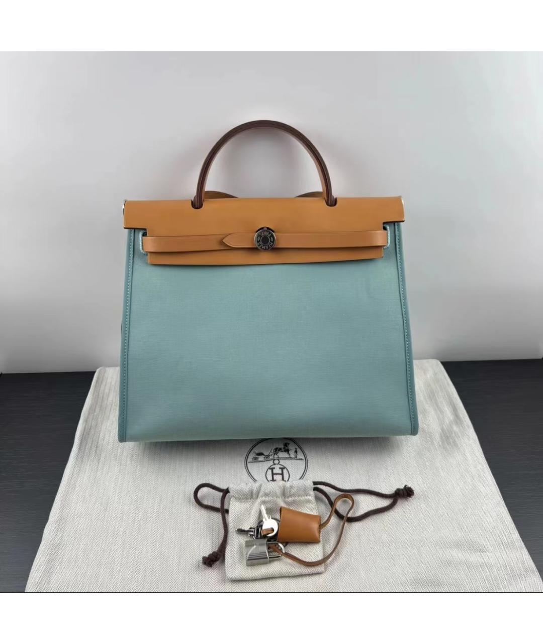 HERMES Коричневая льняная сумка через плечо, фото 10