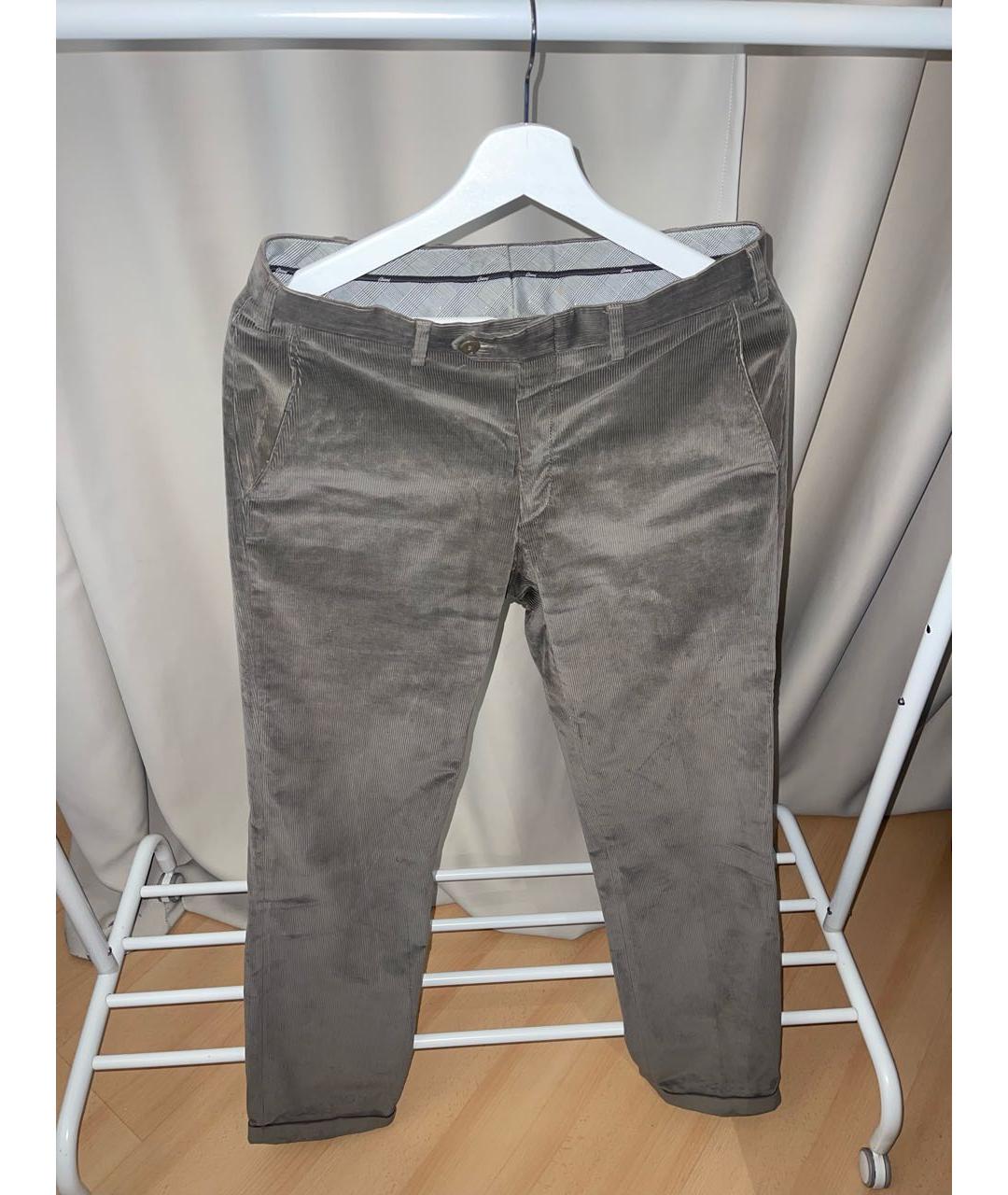 BRIONI Бежевые велюровые повседневные брюки, фото 7