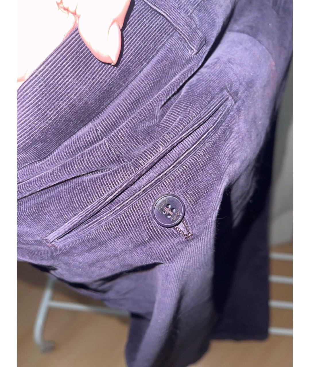 BRIONI Темно-синие велюровые повседневные брюки, фото 4