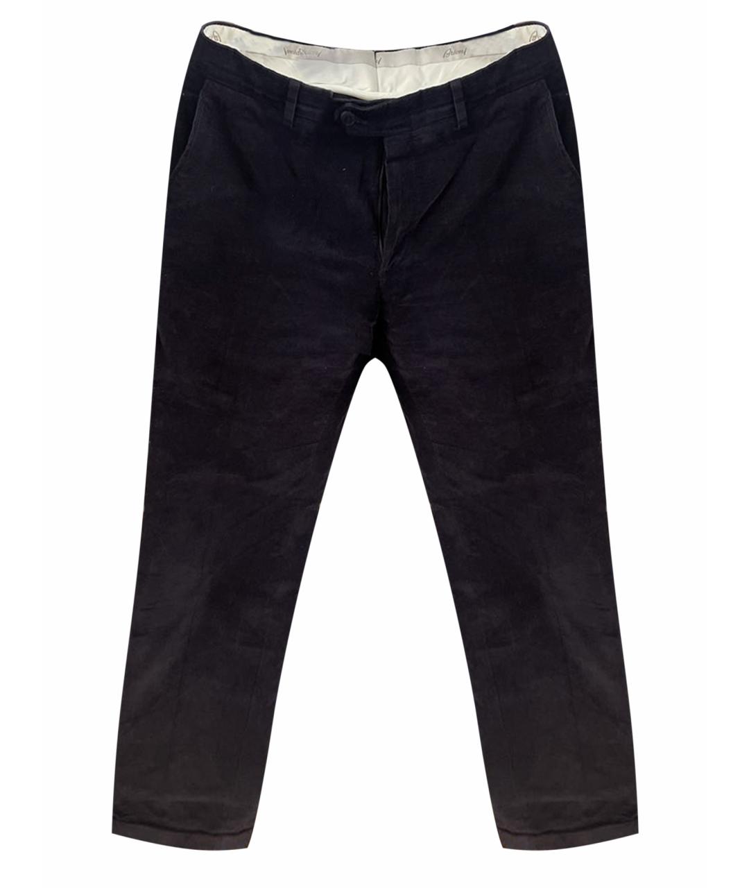 BRIONI Темно-синие велюровые повседневные брюки, фото 1