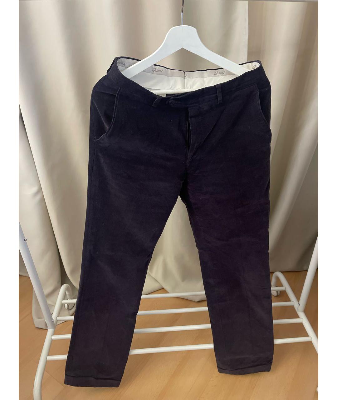 BRIONI Темно-синие велюровые повседневные брюки, фото 6