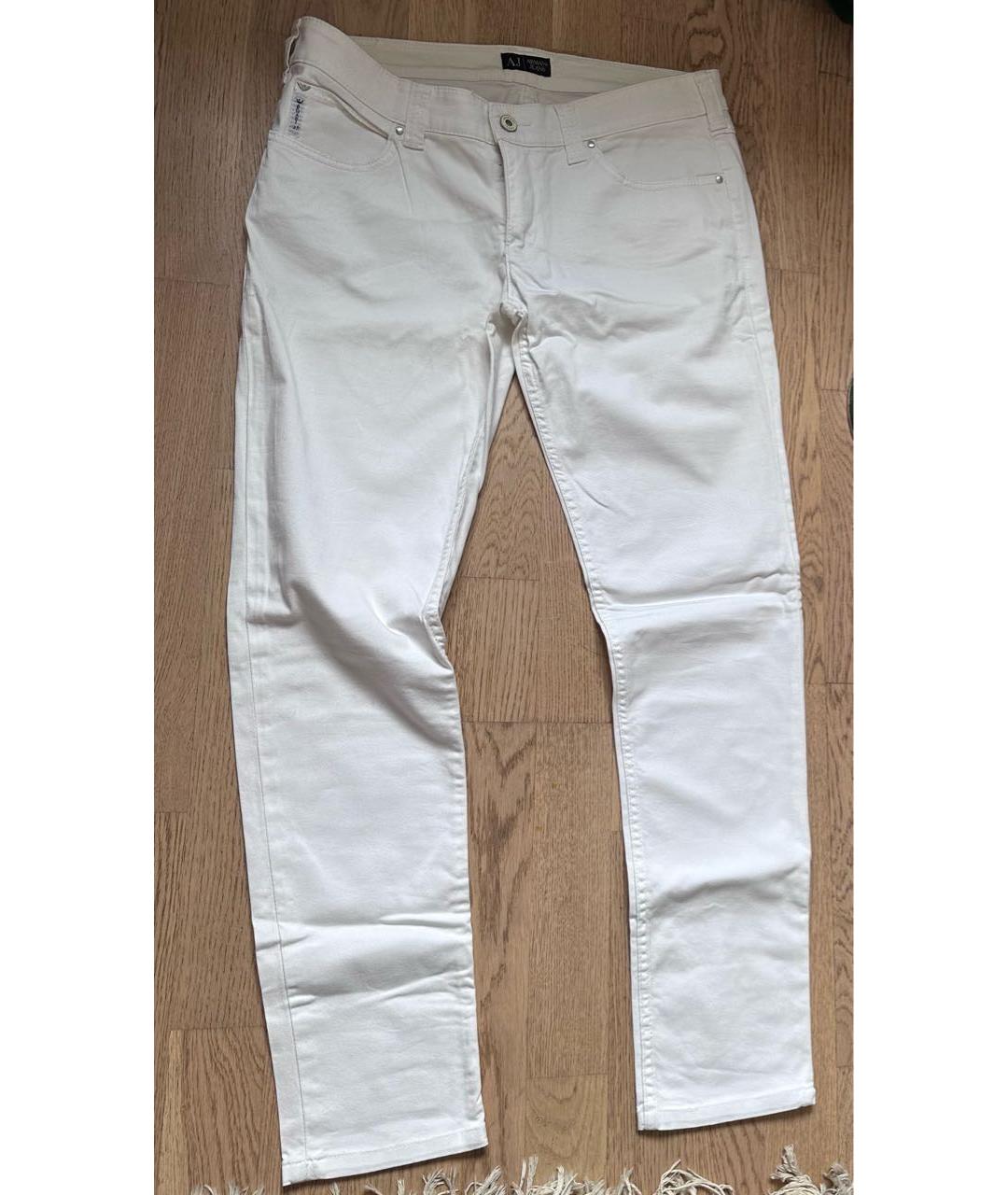 ARMANI JEANS Белые хлопко-эластановые джинсы слим, фото 7
