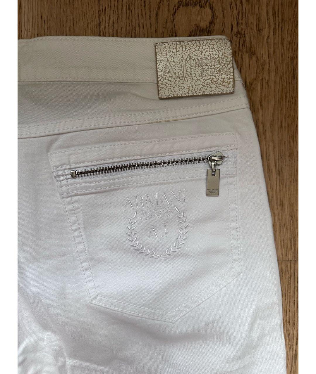 ARMANI JEANS Белые хлопко-эластановые джинсы слим, фото 4