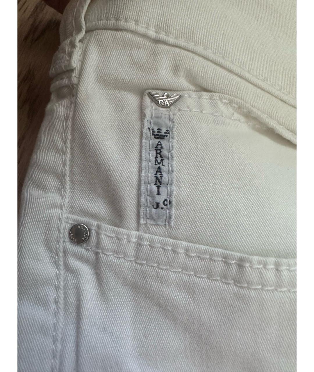 ARMANI JEANS Белые хлопко-эластановые джинсы слим, фото 5