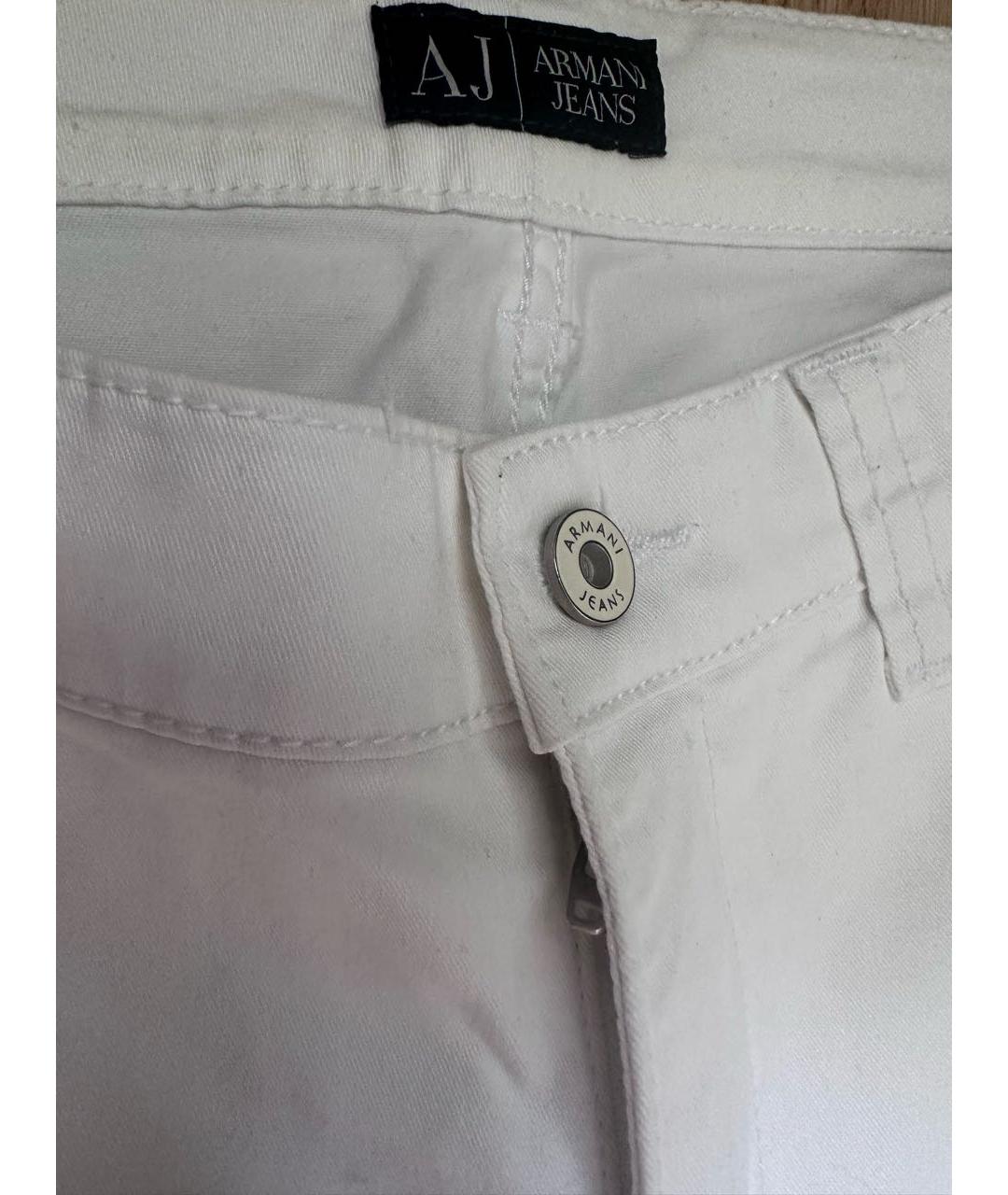 ARMANI JEANS Белые хлопко-эластановые джинсы слим, фото 3