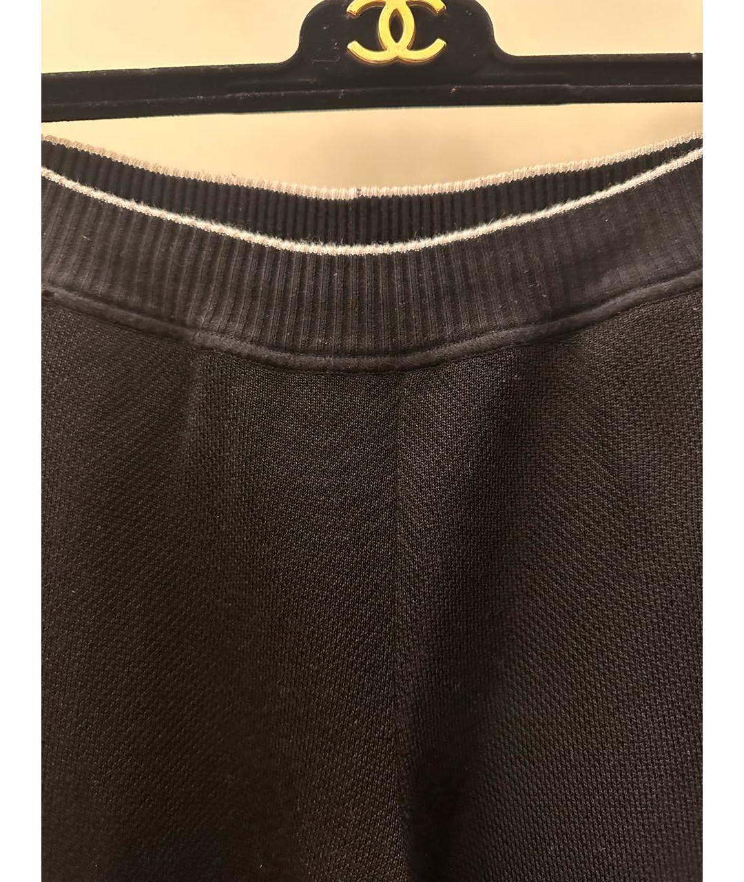 CHANEL PRE-OWNED Черные хлопковые брюки широкие, фото 2