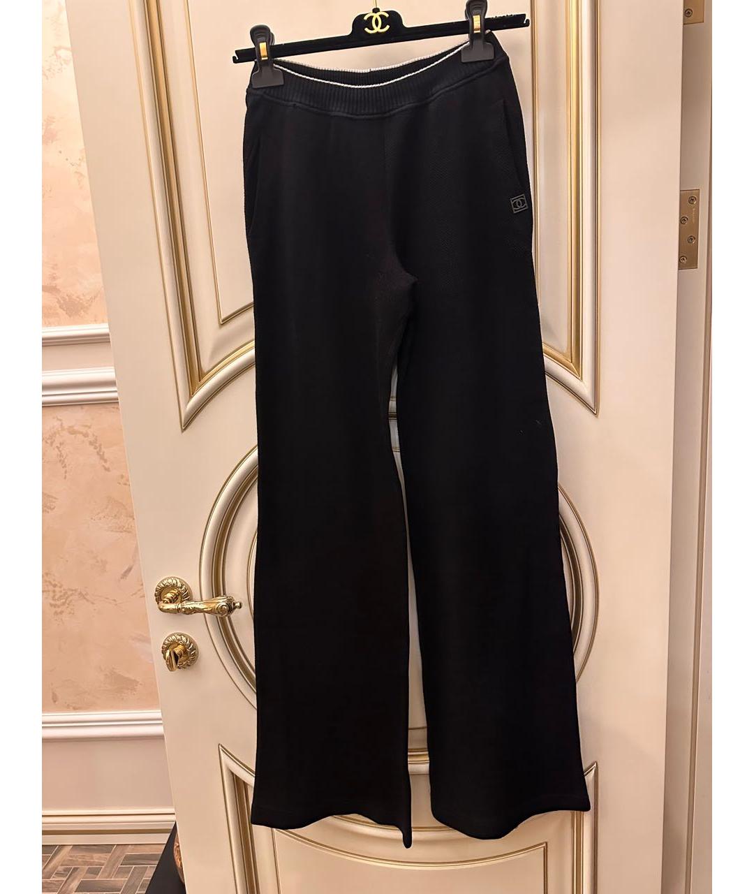 CHANEL PRE-OWNED Черные хлопковые брюки широкие, фото 7