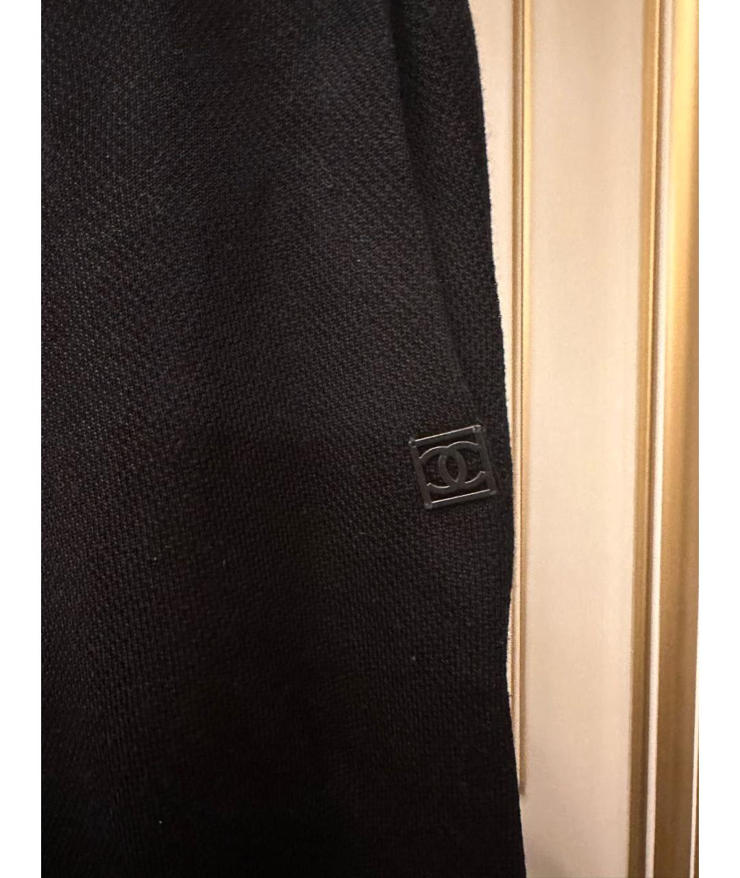 CHANEL PRE-OWNED Черные хлопковые брюки широкие, фото 3