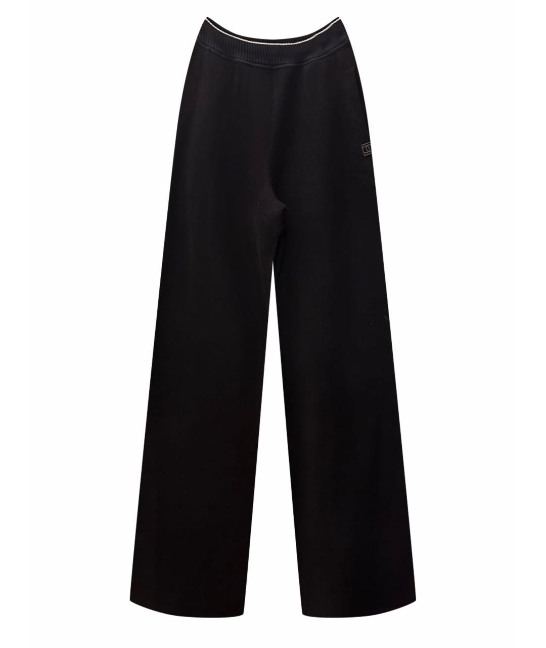 CHANEL PRE-OWNED Черные хлопковые брюки широкие, фото 1