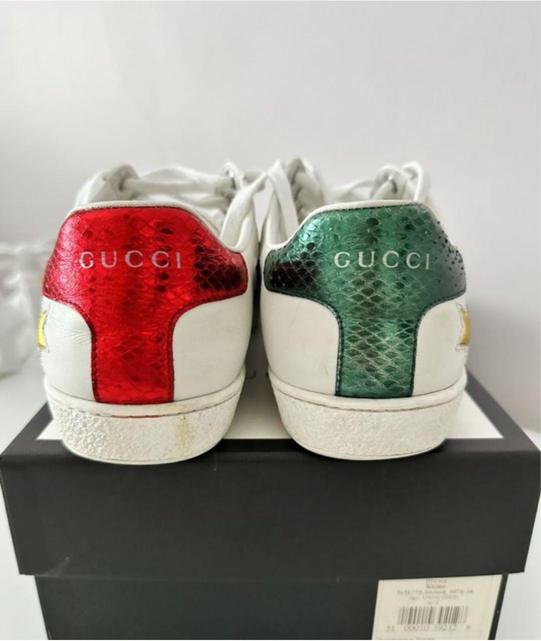 GUCCI Белые кожаные кеды, фото 2