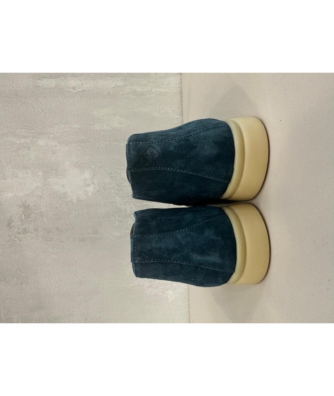 LORO PIANA Голубые замшевые ботинки, фото 4