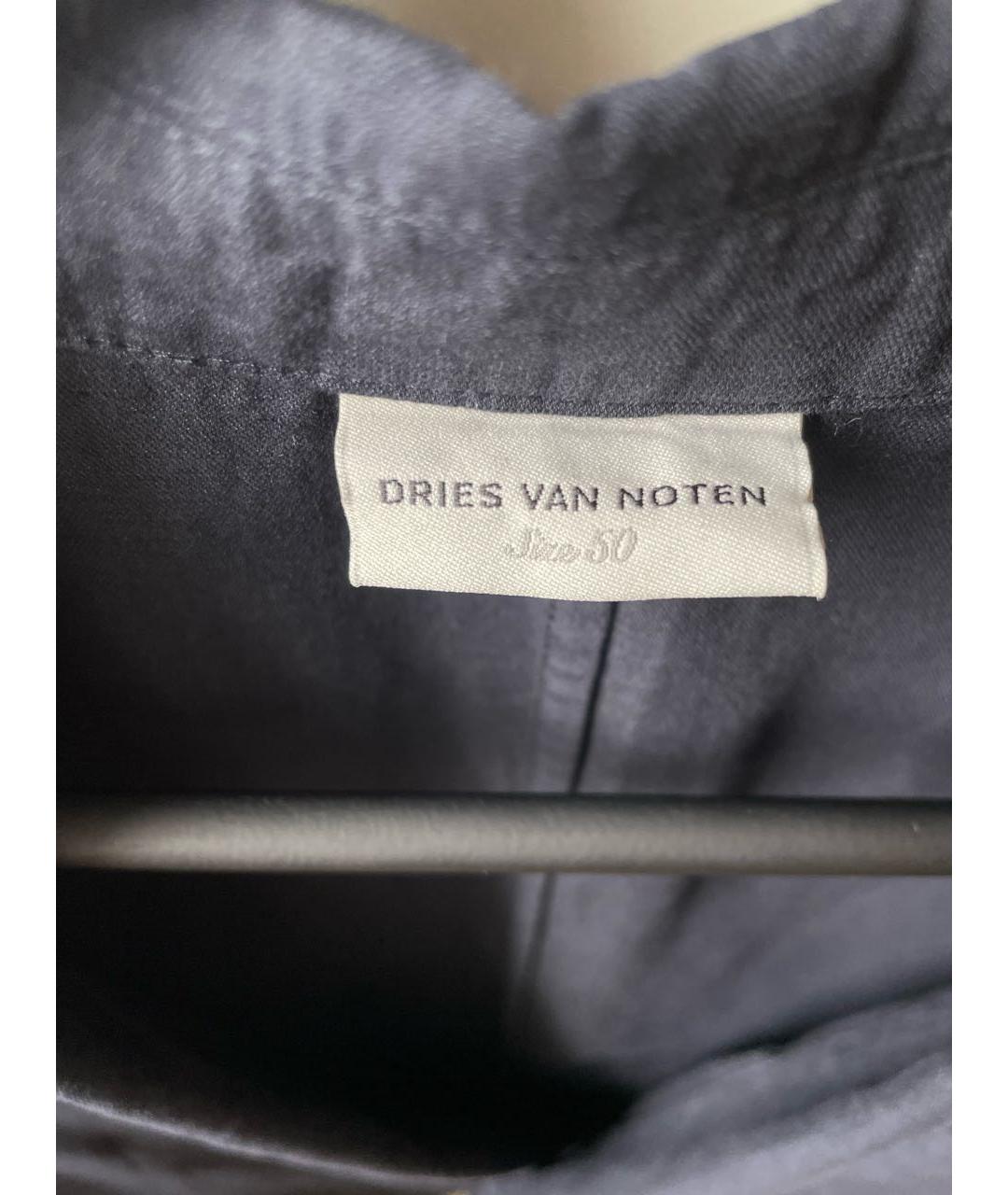 DRIES VAN NOTEN Темно-синий хлопковый пиджак, фото 5