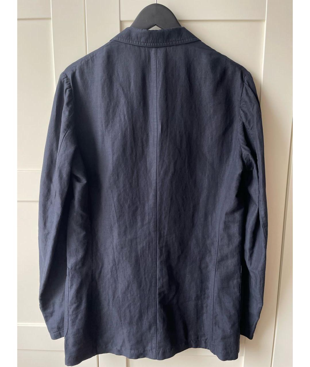 DRIES VAN NOTEN Темно-синий хлопковый пиджак, фото 4