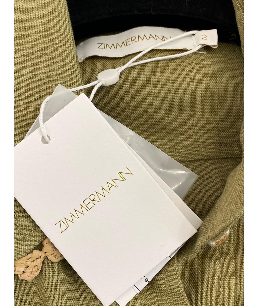 ZIMMERMANN Хаки льняное повседневное платье, фото 3