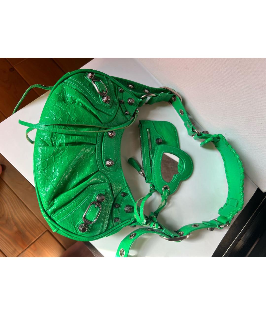 BALENCIAGA Зеленая кожаная сумка через плечо, фото 2