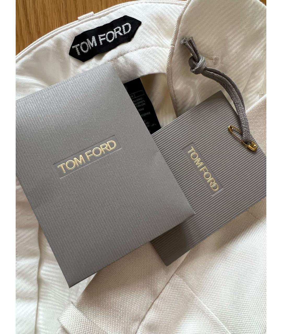 TOM FORD Белые шелковые классические брюки, фото 4