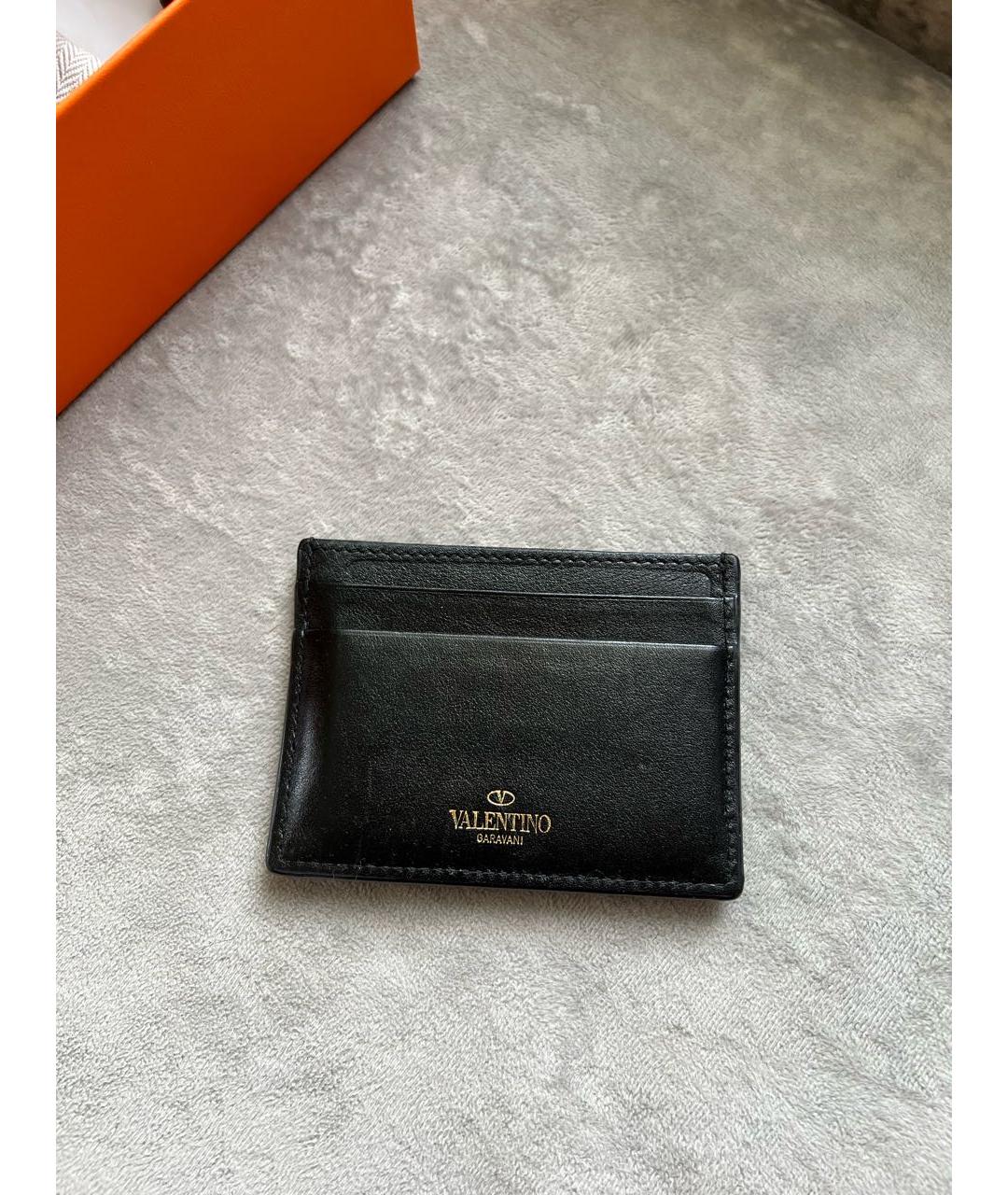 VALENTINO Черный кожаный кардхолдер, фото 2