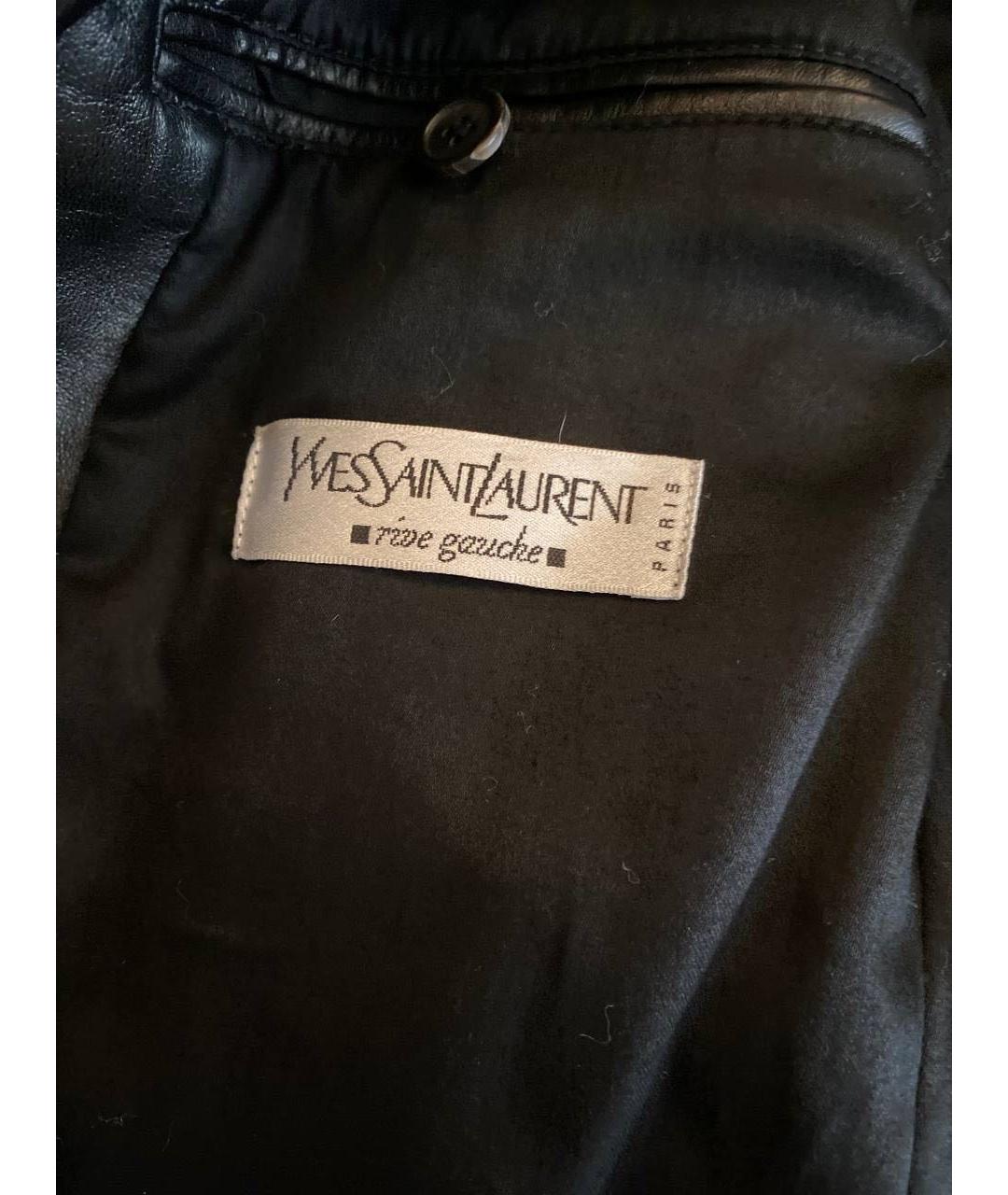 YVES SAINT LAURENT VINTAGE Черный кожаный жакет/пиджак, фото 4