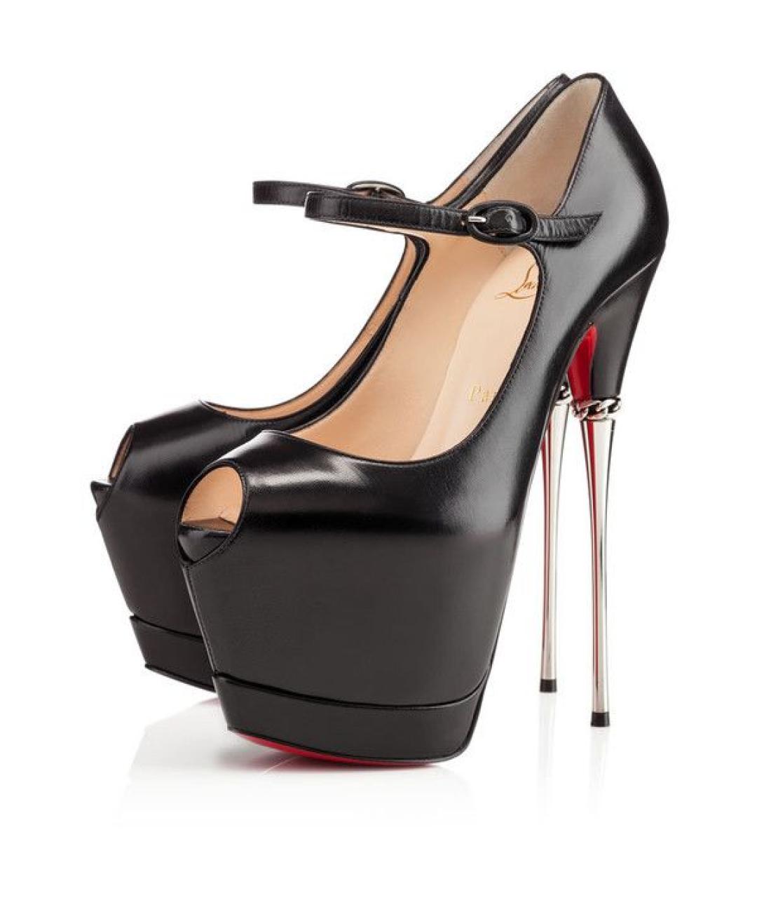 CHRISTIAN LOUBOUTIN Черные кожаные туфли, фото 4