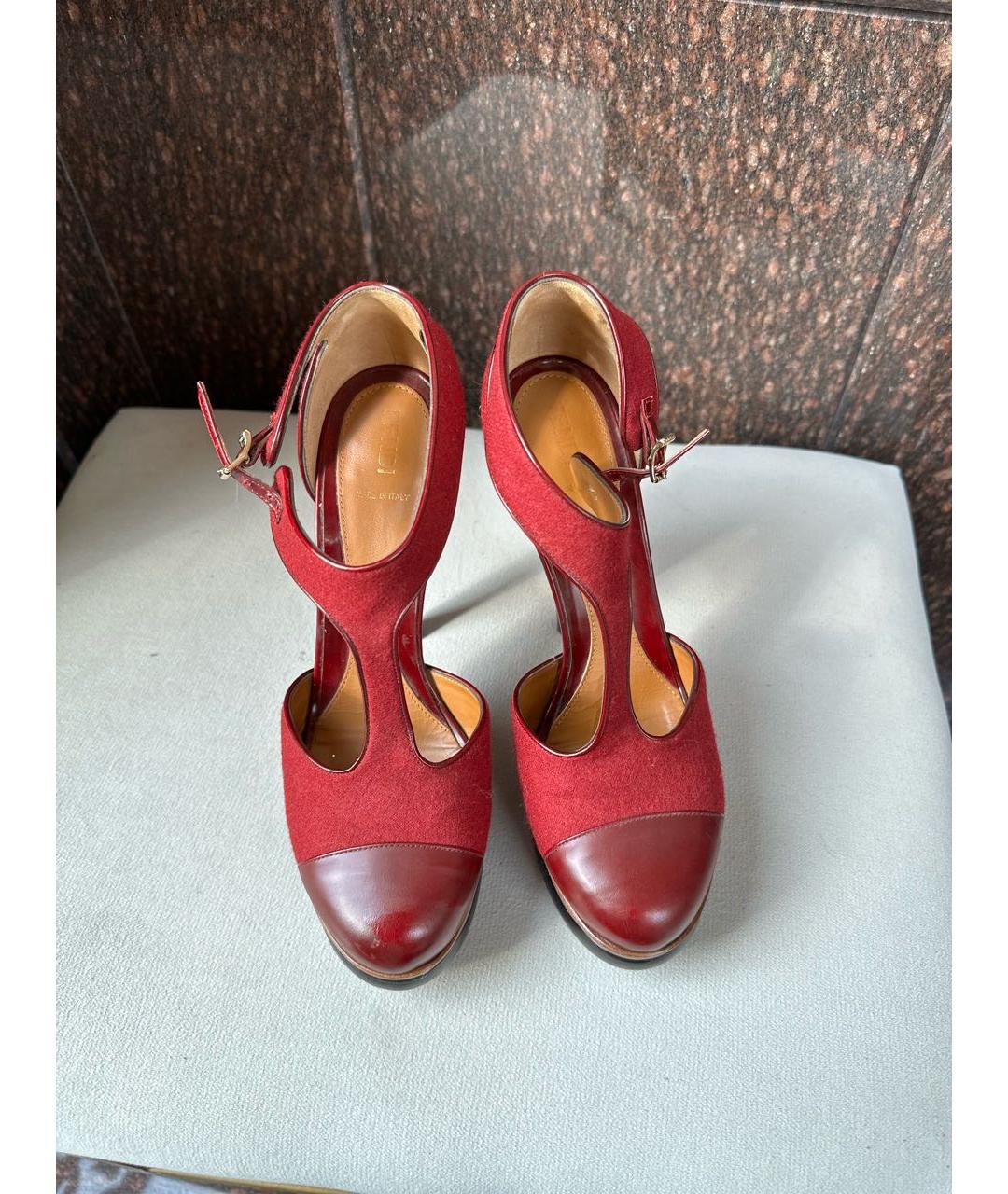 FENDI Бордовые кожаные туфли, фото 2